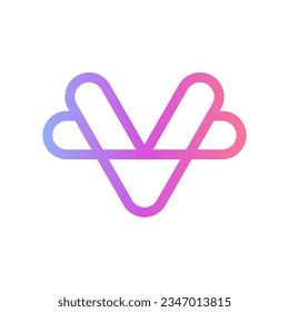 Letter V heart creative modern logo design