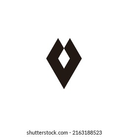 Letter V heart and diamond geometric symbol simple logo vector