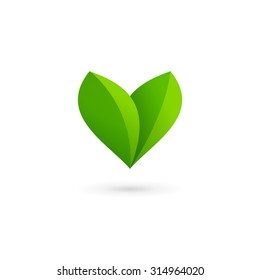 Letter V heart eco leaves logo icon design template elements
