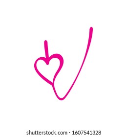 Letter V And Heart Logo Design Template 003