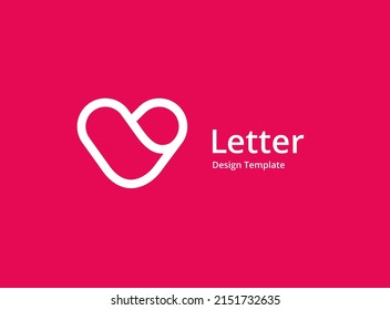 Letter V with heart logo icon design template elements
