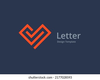 Letter V with heart logo icon design template elements
