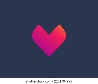 Letter V with heart logo icon design template elements