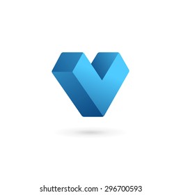Letter V heart logo icon design template elements 