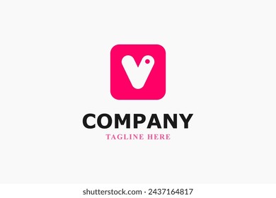 letter v and heart minimal modern logo