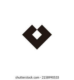 Letter V heart, square geometric symbol simple logo vector