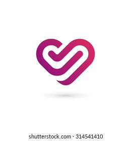 Letter V heart symbol logo icon design template elements