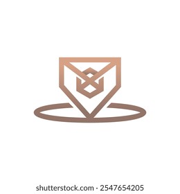 Letra V com ícone de caixa de hexágono logotipo design