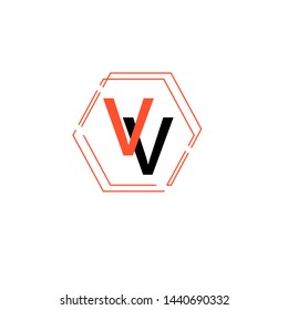 Letter v v in hexagon with flat style suitable for business logo