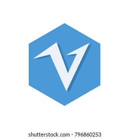 Letter V Hexagon Logo