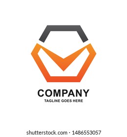 Letter V Hexagonal Logo Design