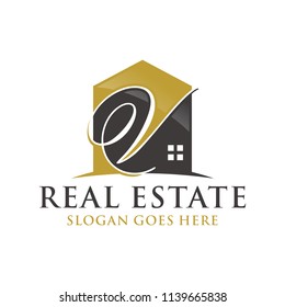 Letter V home initial logo design vector illustration
