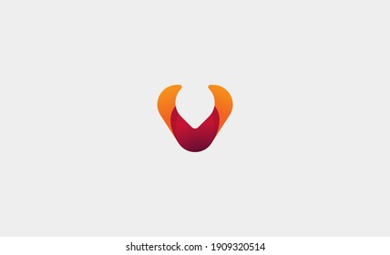 letter V Horn minimal logo design vector