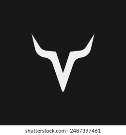 Letter V with horn modern logo. Minimal V lettering design.