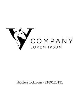 letter v and horse logo, icon and vector