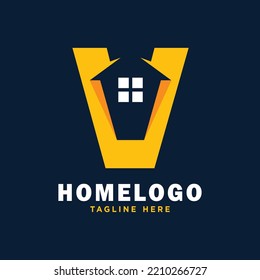 Letter V House Logo Design Template Inspiration, Vector Illustration.