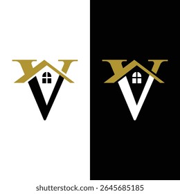 Letter V House Logo Design Template Inspiration, Vector Illustration.