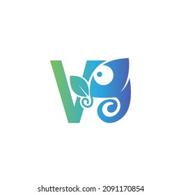 Letter V icon with chameleon logo  design template vector