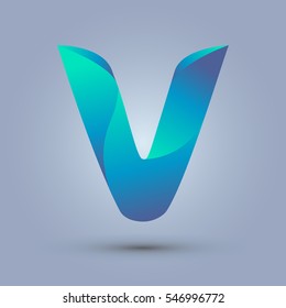 Letter V icon design and elegant typographic concept. gradient blue and green