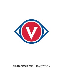 Letter V Icon Design With Vision Circle. Glance or Eye Letter Creative Business Alphabet Logo Icon.