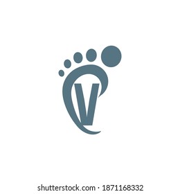 Letter V icon logo combined with footprint icon design template