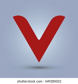 Letter V icon and logo template.  New Flat design and elegant typographic concept. red