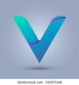 Letter V icon and logo template.  New design and elegant typographic concept. Two line purple. blue