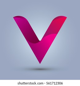 Letter V icon and logo template.  New design and elegant typographic concept. twisted, red and purple