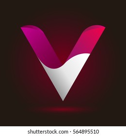 Letter V icon and logo template.  New design and elegant typographic concept. twisted, gradient color and white line