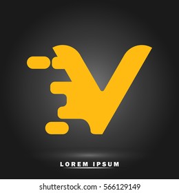 Letter V icon and logo template.  New Flat design and elegant typographic concept. spread the font. Yellow