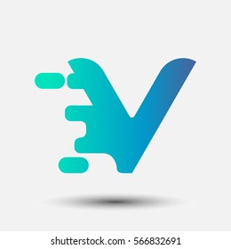 Letter V icon and logo template.  New Flat design and elegant typographic. spread the font. Gradient blue and green