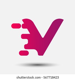 Letter V icon and logo template.  New Flat design and elegant typographic. spread the font. Gradient red and purple
