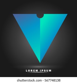 Letter V icon and logo template. Flat and elegant typographic. paper concept. gradient blue and green
