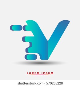 Letter V icon and logo template. Elegant typographic design. Spread the font. blue and green