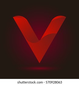 Letter V icon and logo template.  New design and elegant typographic concept. twisted, red color