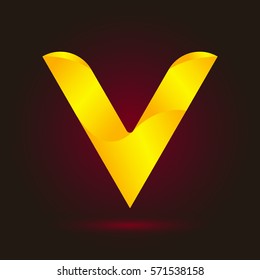 Letter V icon and logo template.  New design and elegant typographic concept. twisted, yellow