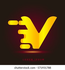 Letter V icon and logo template. Elegant typographic design. Spread the font. gradient Yellow