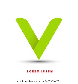Letter V icon and logo template.  New design, elegant, and simple typographic . green