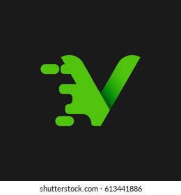 Letter V icon and logo template. elegant typographic. green