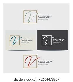 Letter V Icon, Monogram, Initial Logo for Corporate Business in Various Colors