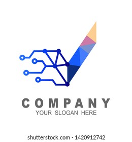 Letter v icon, technology smart logo, computer and data related business, electronic logo vector