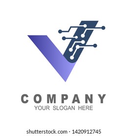 Letter v icon technology smart logo illustration, letter v and technology logo vector