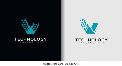 letter v icon, technology smart logo, computer and data related business, electronic logo vector, line symbol 