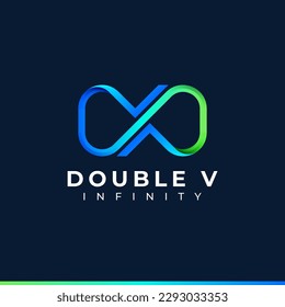 Letter V Infinity Logo design and Blue Green Gradient Colorful symbol for Business Company Branding and Corporate Identity