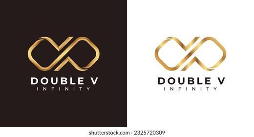 Letter V Infinity Logo design and Premium Gold Elegant symbol for Business Company Branding and Corporate Identity