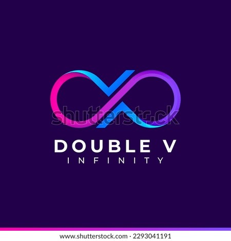 Letter V Infinity Logo design and Blue Purple Gradient Colorful symbol for Business Company Branding and Corporate Identity