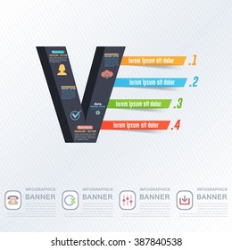 Letter V Infographics Design and Web Elements