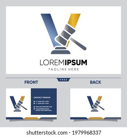 Letter V Initial Hammer Justice Legal Firm Law and Attorney Logo Design Vector Graphic Icon Emblem Illustration 