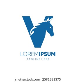 Letter V Initial Horse Logo Design Vector Icon Graphic Emblem Symbol Image Illustration 