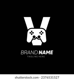 Letter V Initial Joy Stick Controller Game Logo Design Vector Icon Graphic Emblem Illustration